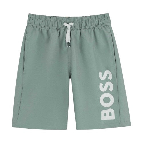 Front - Hugo Childrens/Kids Logo Swim Shorts
