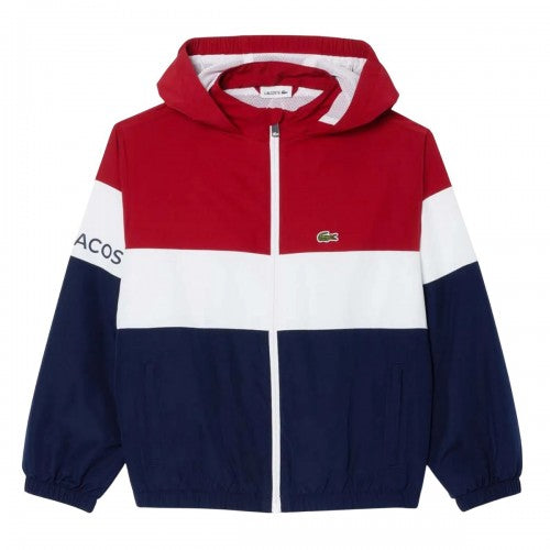 Front - Lacoste Childrens/Kids Hooded Recycled Polyester Zipped Jacket