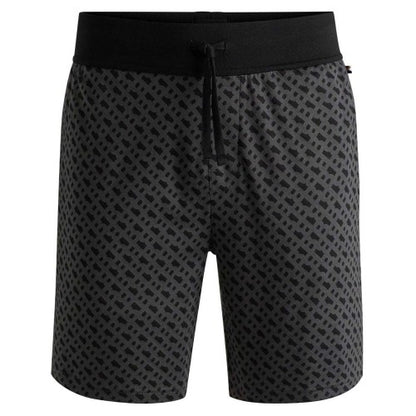 Front - Boss Mens Geometric Relaxed Fit Casual Sweat Shorts