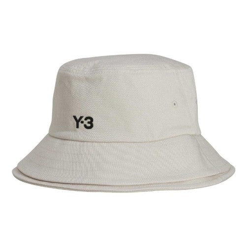 Front - Y-3 Mens 3 Stripes Cotton Twill Sport Bucket Hat