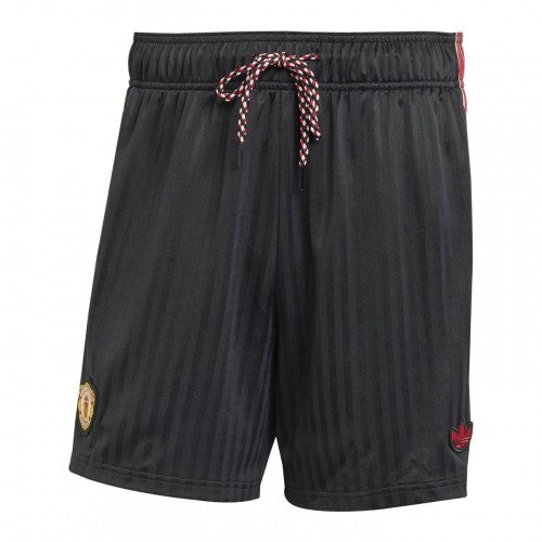 Front - Adidas Unisex Adult Terrace Icons Polyester Manchester United FC Shorts