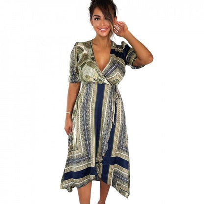 Front - Ax Womens/Ladies Scarf Print Wrap Dress