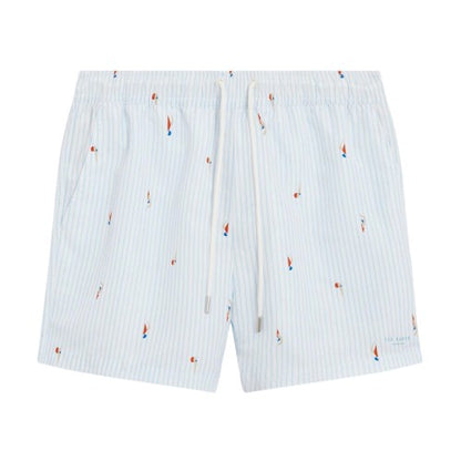 Front - Ted Baker Mens Sailboat Relaxed Fit Swim Shorts
