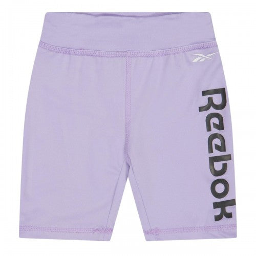 Front - Reebok Girls Jersey Slim Cycling Shorts (Pack of 2)