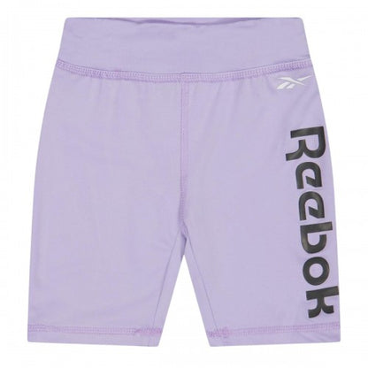 Front - Reebok Girls Jersey Slim Cycling Shorts (Pack of 2)