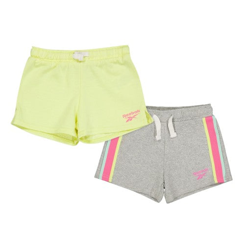 Front - Reebok Girls Heather Shorts (Pack of 2)