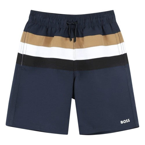 Front - Boss Boys Regular Swim Shorts