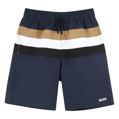 Front - Boss Boys Regular Swim Shorts
