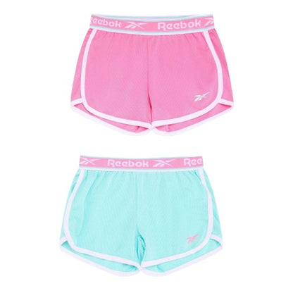Front - Reebok Girls Running Shorts (Pack of 2)