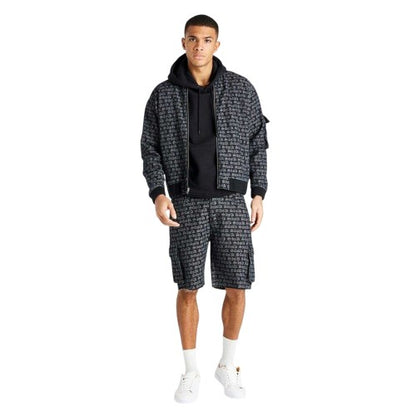 Front - SikSilk Mens Lettering Print Relaxed Fit Cargo Shorts