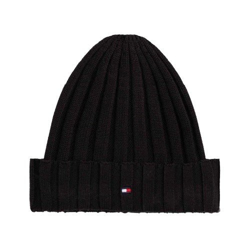 Front - Tommy Hilfiger Childrens/Kids Logo Rib Knit Turn Up Beanie