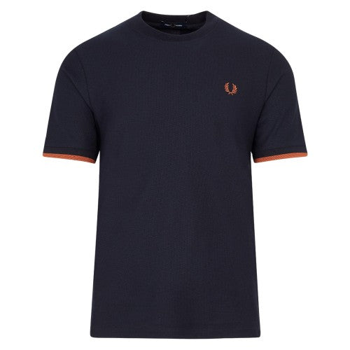 Front - Fred Perry Mens Tipped Pique Cuffed T-Shirt