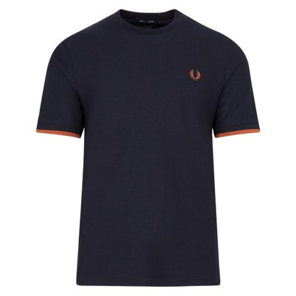 Front - Fred Perry Mens Tipped Pique Cuffed T-Shirt