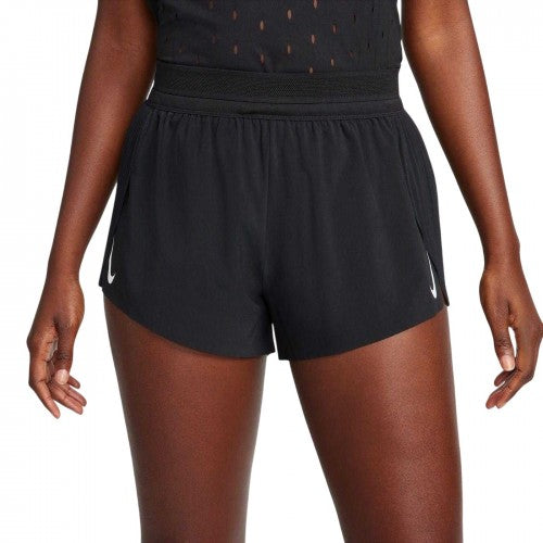 Front - Nike Womens/Ladies Aero Swift Pleated Mid Rise Running Shorts