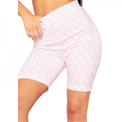 Front - Missy Empire Womens/Ladies Repeat Logo High Waist Cycling Shorts