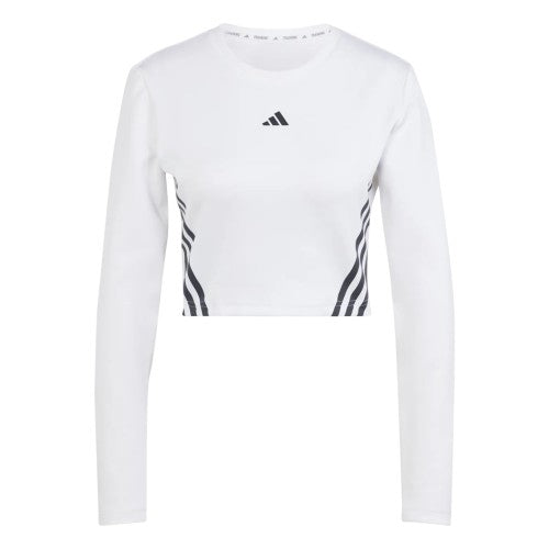 Front - Adidas Womens/Ladies Hyperglam Aeroready Long-Sleeved Crop T-Shirt