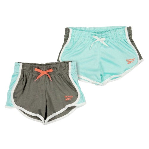 Front - Reebok Girls Jersey Shorts (Pack of 2)