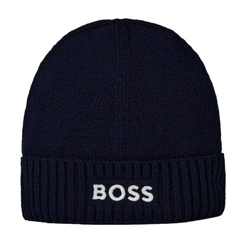 Front - Boss Unisex Adult Asport Wordmark Ribbed Beanie