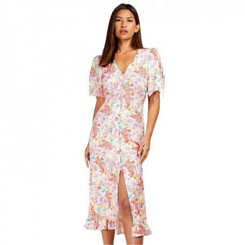 Front - Little Mistress Womens/Ladies V Neck Short-Sleeved Maxi Dress