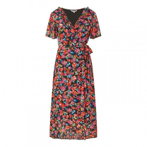 Front - Yumi Womens/Ladies Floral V Neck Wrap Dress