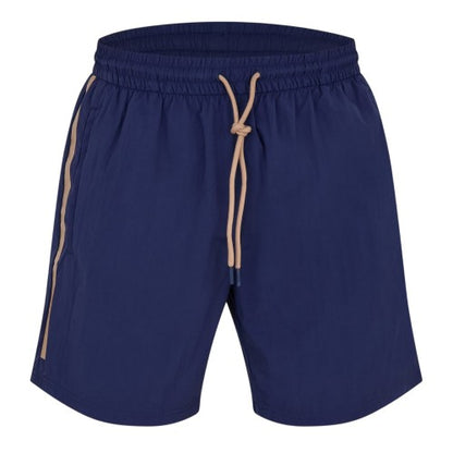 Front - Boss Mens Side Stripe Polyester Relaxed Fit Swim Shorts