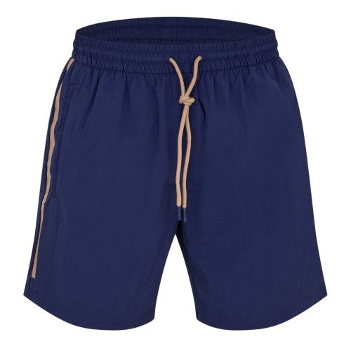Front - Boss Mens Side Stripe Polyester Relaxed Fit Swim Shorts