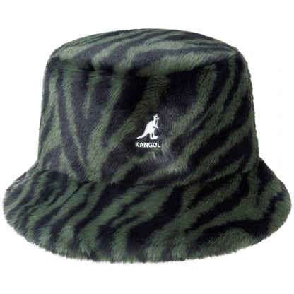 Front - Kangol Unisex Adult Zebra Print Faux Fur Bucket Hat