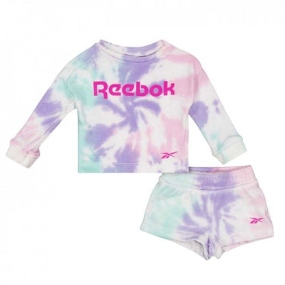 Front - Reebok Baby Girls Tie Dye Sweatshirt and Shorts Set (Pack of 2)