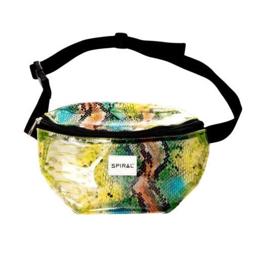 Front - Spiral Snake Print Waist Bag