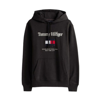 Front - Tommy Hilfiger Mens Embroidered Relaxed Fit Pullover Hoodie