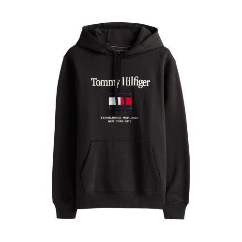Front - Tommy Hilfiger Mens Embroidered Relaxed Fit Pullover Hoodie