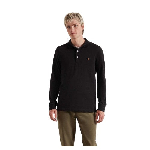 Front - Farah Mens Cotton Blend Long-Sleeved Polo Shirt