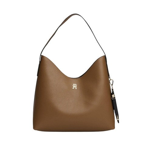 Taupe - Front - Tommy Hilfiger Unisex Adult Icon Hobo Bag