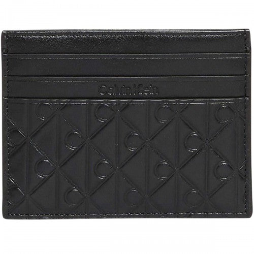 Front - Calvin Klein Monogram Leather Embossed Card Holder