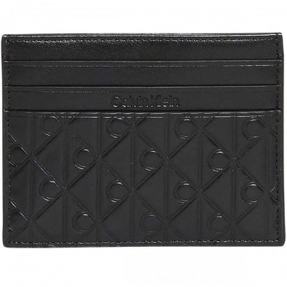 Front - Calvin Klein Monogram Leather Embossed Card Holder