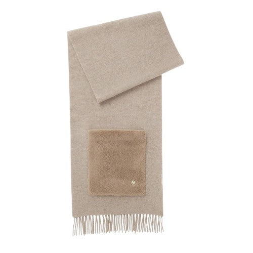Front - Boss Tassel Wool Blend Patch Pocket Scarf