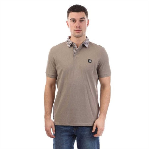 Front - Weekend Offender Mens Checked Collar Cotton Polo Shirt