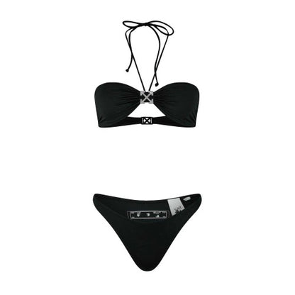 Front - Off White Womens/Ladies Arrow Logo Bikini Top Set
