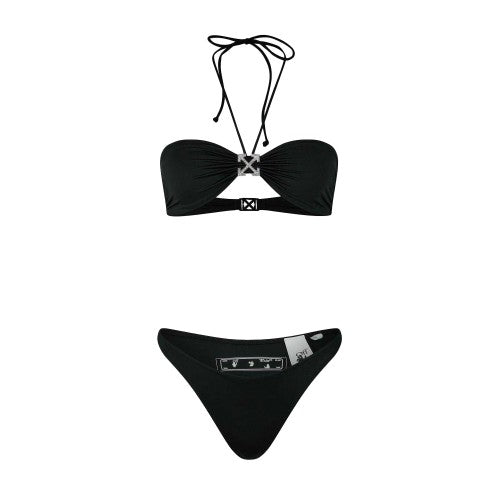 Front - Off White Womens/Ladies Arrow Logo Bikini Top Set