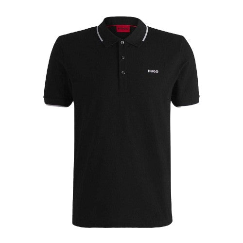 Front - Hugo Mens Embroidered Logo Cotton Pique Short-Sleeved Polo Shirt