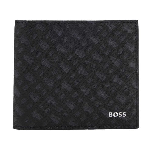 Front - Boss Zair Geometric Pattern Leather Wallet