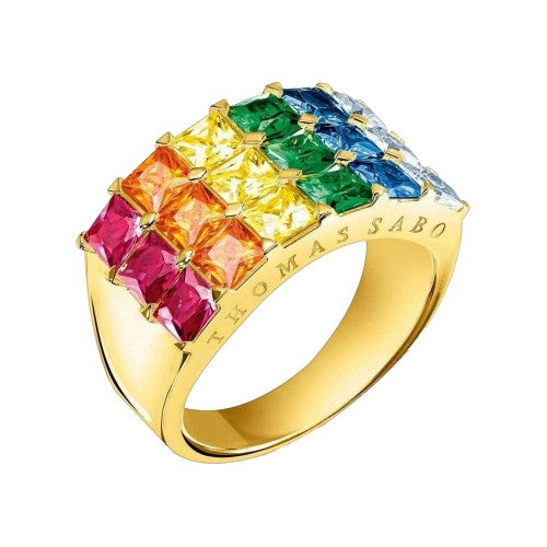 Front - Thomas Sabo Womens/Ladies Gold Plated Metal Square Everyday Ring