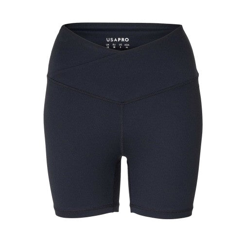 Front - USA Pro Womens/Ladies Wrap Front High Waist Cycling Shorts