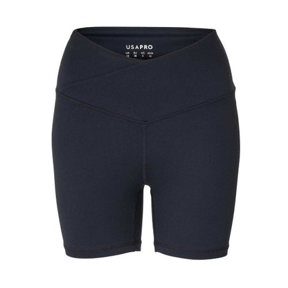 Front - USA Pro Womens/Ladies Wrap Front High Waist Cycling Shorts