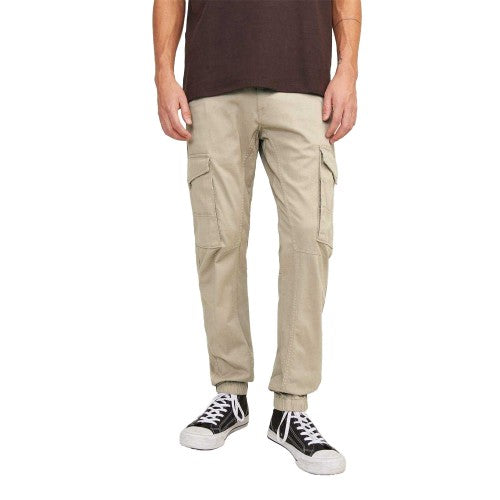 Front - Jack And Jones Mens Paul Elasticated Hem Slim Cargo Trousers