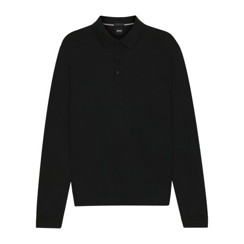 Front - Boss Mens Lanciomne Long-Sleeved Polo Shirt