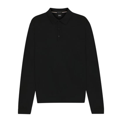 Front - Boss Mens Lanciomne Long-Sleeved Polo Shirt