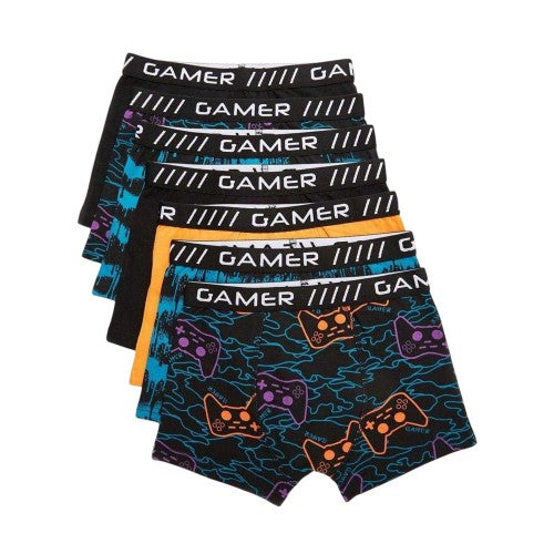 Front - Studio Pro Boys Gamer Cotton Boxer Shorts (Pack of 7)