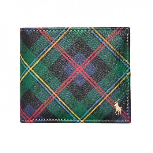Front - Ralph Lauren Mens Polo Plaid Leather Trifold Everyday Wallet