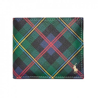 Front - Ralph Lauren Mens Polo Plaid Leather Trifold Everyday Wallet